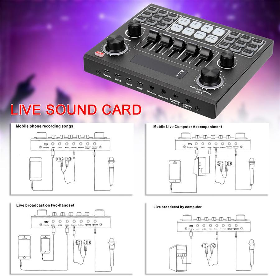 English Version of Mobile Phone Live Sound Card Set K Song with Bluetooth