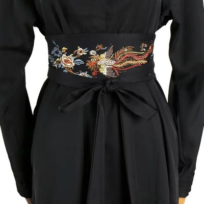 Embroidery Waist Band Black Corset Tie Belt Chinese Traditional Dress Decor  Hanfu