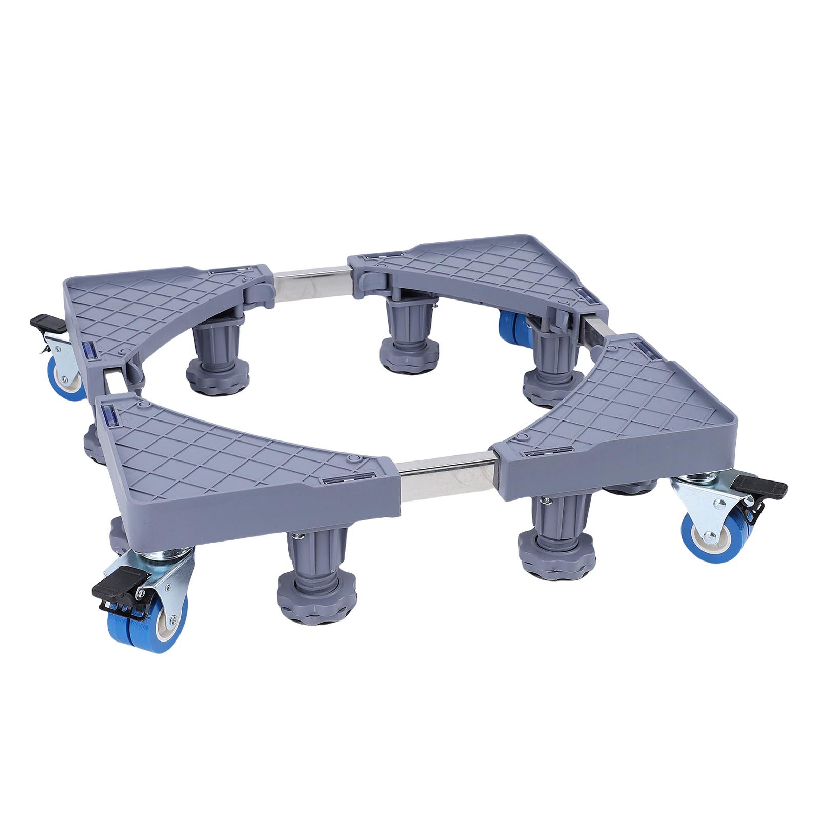 

Fridge Stand Mobile Base Adjustable Furniture Dolly with 8 Strong Feet 4 Locking Wheels for Washing Machine Washer