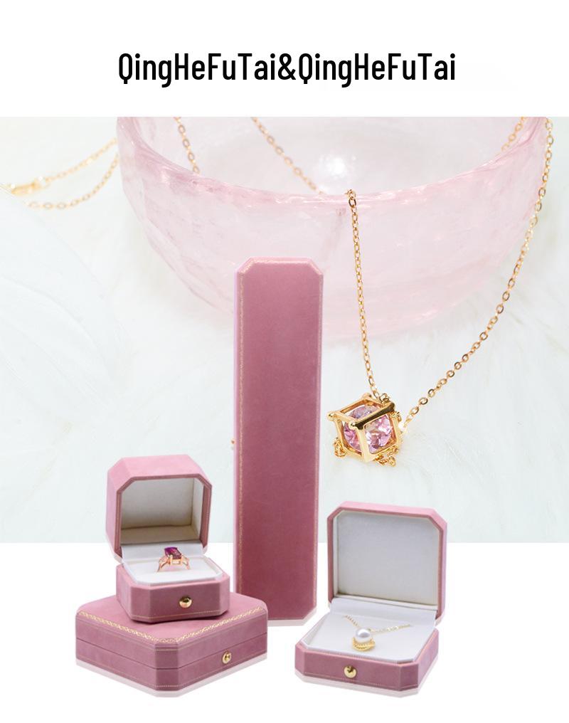 Octagonal Velvet Wedding Jewelry Box for Rings, Necklaces, and Earrings