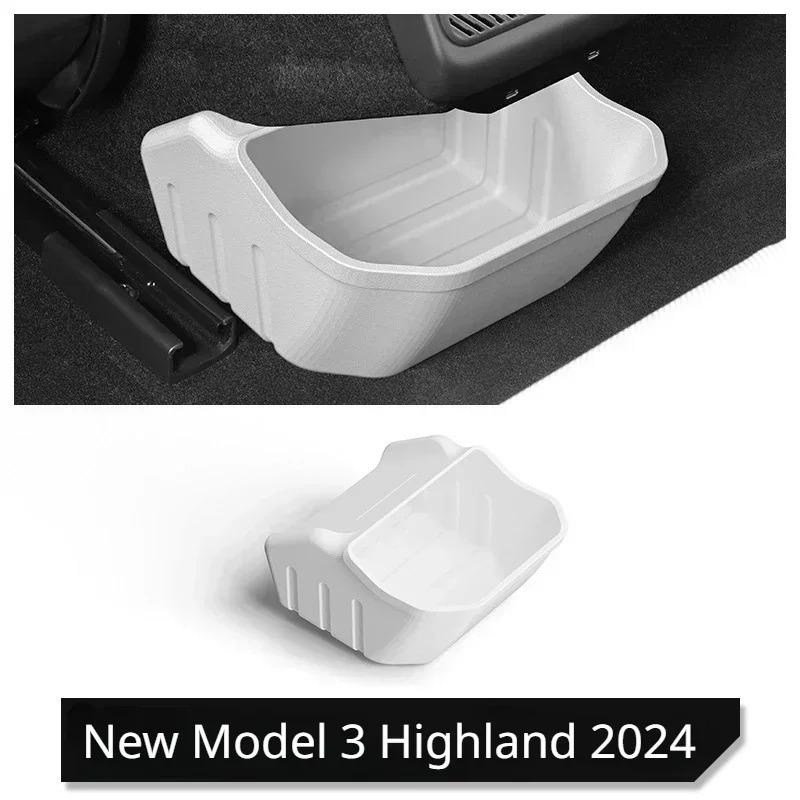 For Tesla 2024 New Model 3 Highland Rear Middle Storage Box Silicone Rear Floor Storage Box Organizer Car Interior Accessories