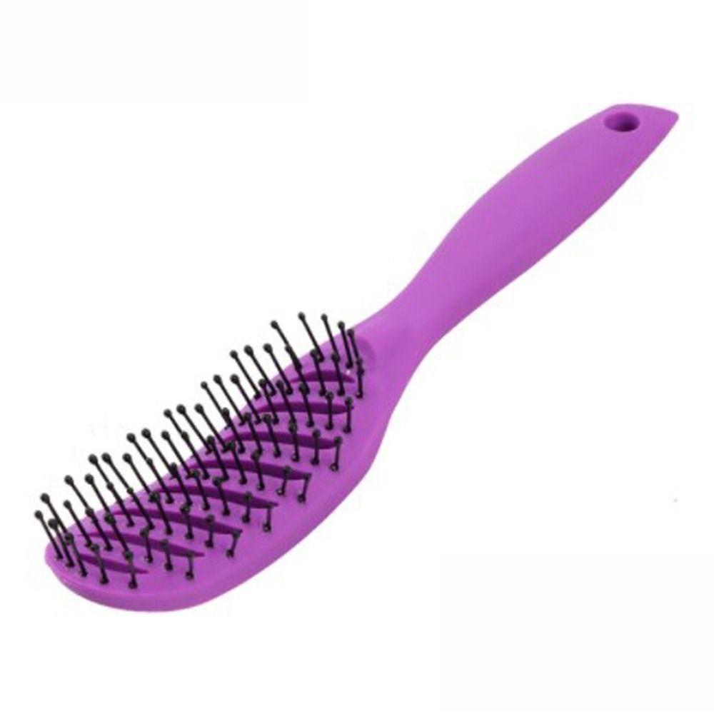 

Антистатическая расческа с изогнутыми зубьями, профессиональная распутывающая расческа для волос, салонная расческа с отверстиями для массажа фиолетовый