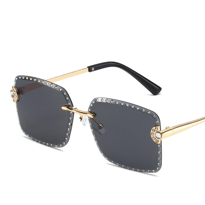 Vintage Fashion Rimless Square Diamond Sunglasses Women For Men Luxury Brand Designer Sun Glasses Metal Punk Popular Shades