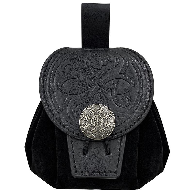Medieval Punk Retro Waist Bag Pu Leather Outdoor Belt Bag Wallet Travel Party Role Play Cosplay Drawstring Hip Coin Purse