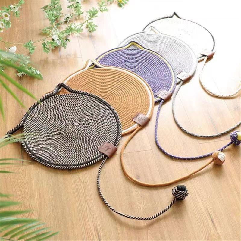 Cotton Rope Cats Scratcher Tool Round Scratching Post Mat Cats Scratch Pad for Cats Helps Maintain Claw Provide Fun
