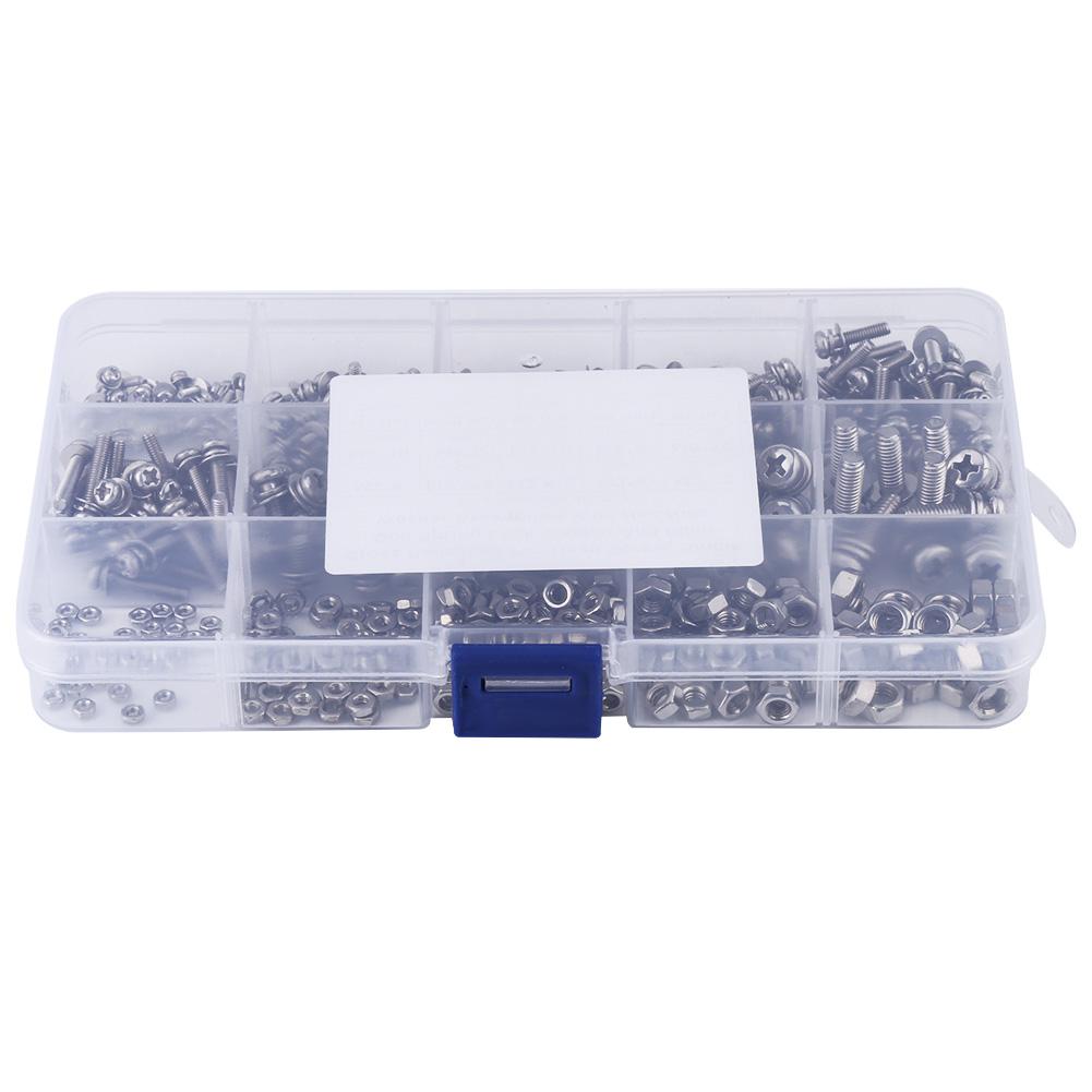 400pcs M2 M2.5 M3 M4 M5 Cross Pan Head Screws Nuts And Washer Kit