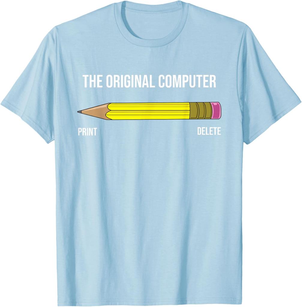 The Original Computer Funny Sarcastic Programmer Pencil Gift TShirt Graphic Tee Shirt Men Casual Short Sleeve