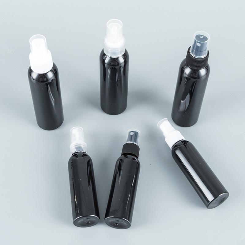 60ml/120ml Black Round Shoulder PET Bottle with Fine Mist Sprayer for Toner/Setting Spray