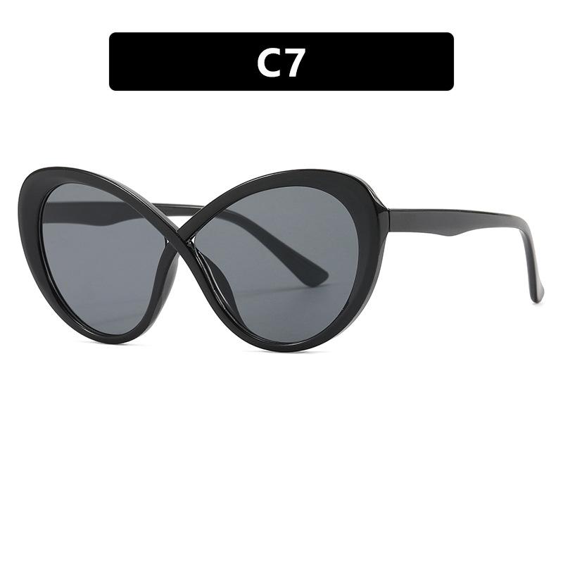Oval Cross Glasses Frame Women'S Glasses Frame Trendy Personality Fashion Anti-Blue Flat Mirror Optics