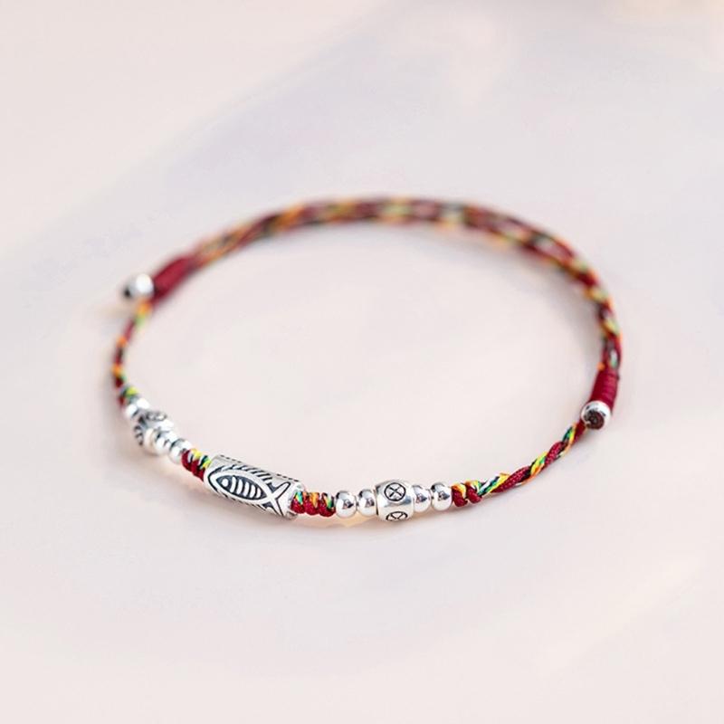 Handwoven Drawable Bracelet Minimalist Cotton Rope Handchain with Kois Fish Pendant Versatile Jewelry for All Occasion