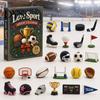 Novelty Gift for Athletes Sports Advent Calendar 2026, 24-Day Christmas Countdown Box with Mini Equipment Models Volleyball Golf Hockey Figures,