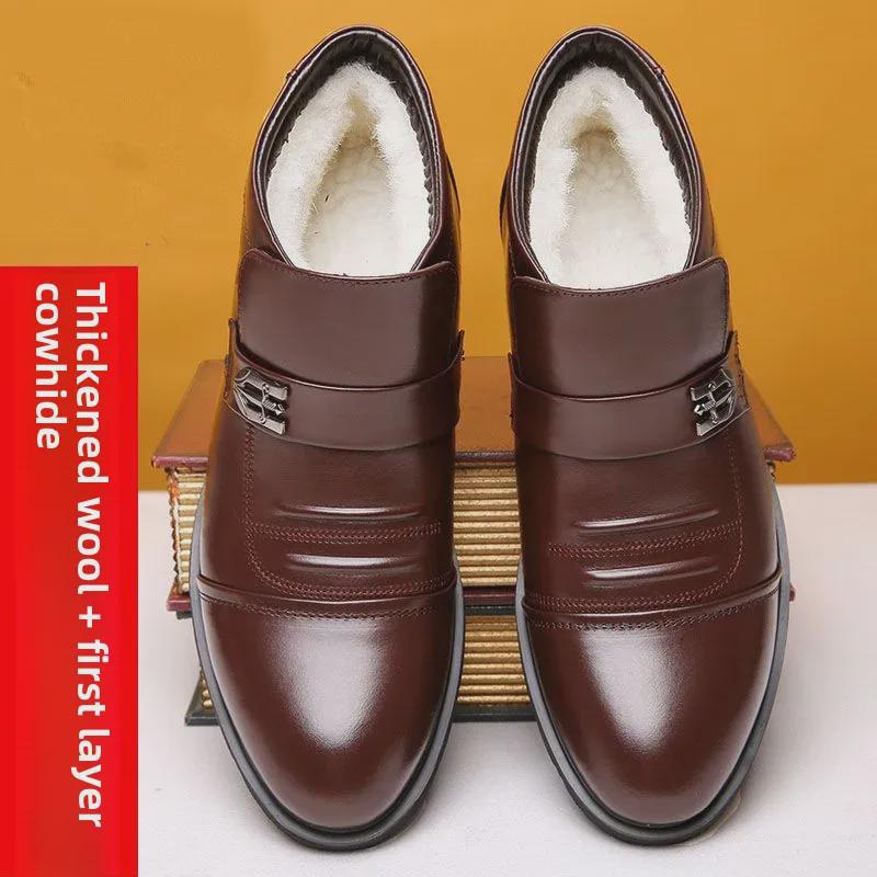 Men's Winter High-Top Leather Boots: Velvet-Lined, Non-Slip, Casual/Formal Style