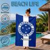 Custom Name Beach Towel Cruzeiro FC Crest Microfiber Beach Towel, Lightweight for Summer Travel, Swimming Pool Fan Birthday Gift