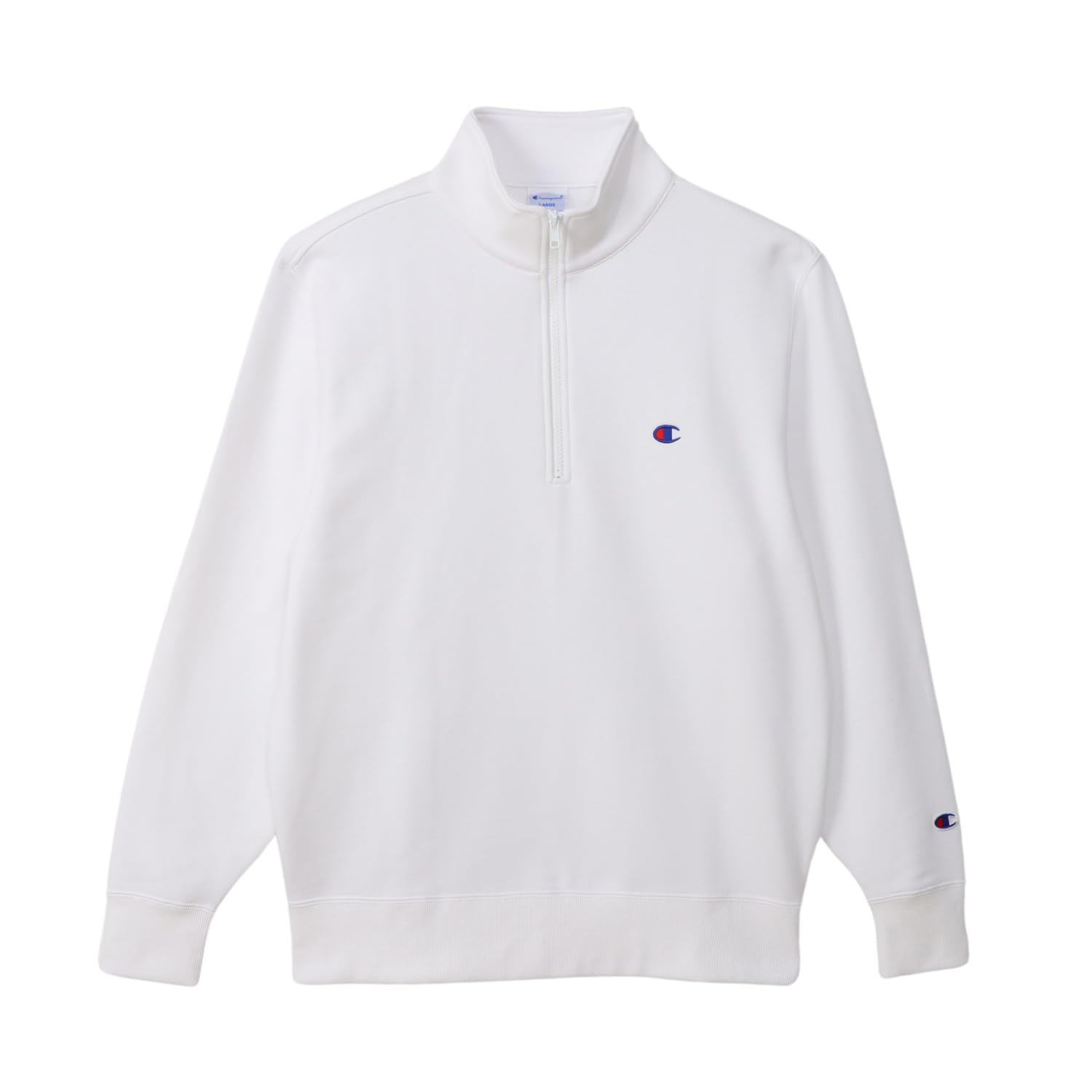 

Champion Белый Свитшот мужской с длинным рукавом на молнии до середины, с вышивкой, логотип, C3-B020 белый