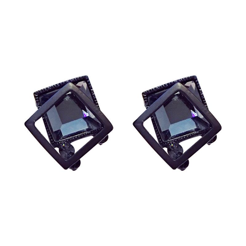 New Design Promotion Fashion Jewelry Simple Black Crystal Temperament Female Geometric Trend Earrings