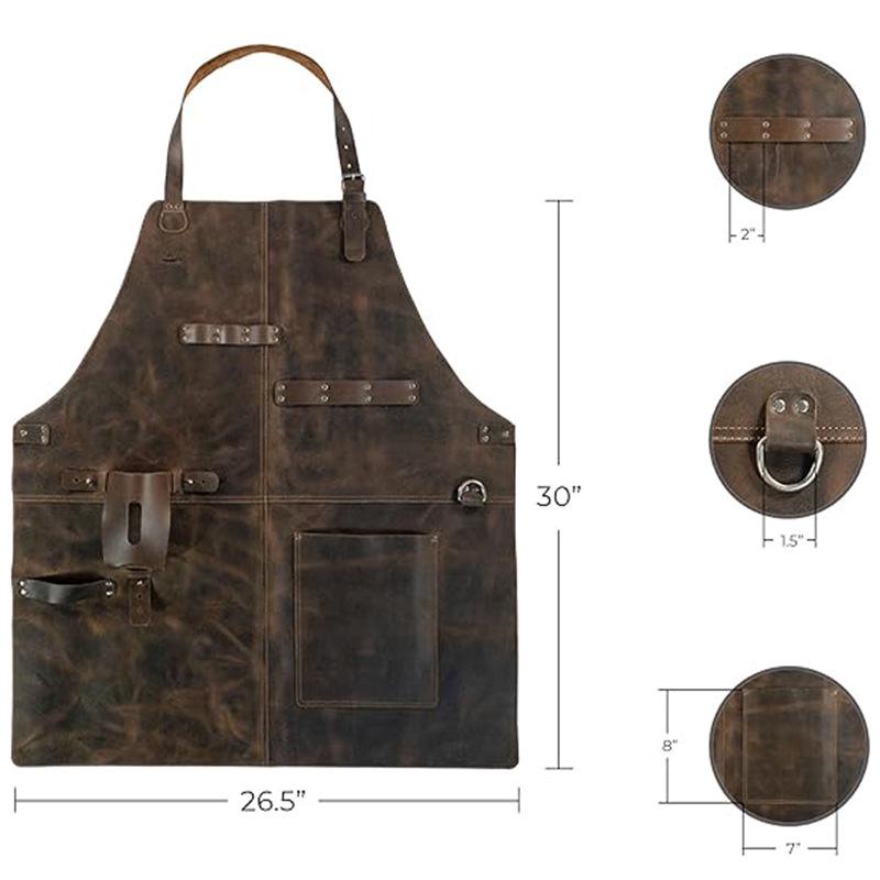 Tablier d'Artisan Multi-Usage Imperméable Cuir PU Transfrontalier - Résistant à l'Huile et aux Taches Vêtement de Travail Rétro pour BBQ