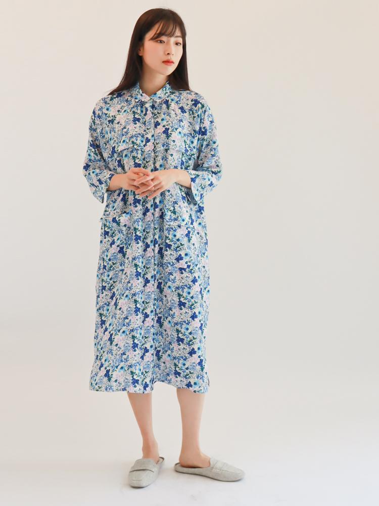 Montis Sun Pocket Long Shirt Dress Blue