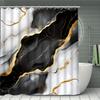 4Pcs UAXIEP Marble Art Shower Curtain Set with Non-Slip Bath Mat, Toilet Lid Cover, Contour Rug & 12 Hooks, Bathroom Decor