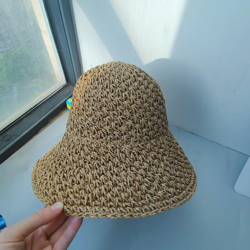 Women Summer Straw Hat Wide Brim Sun Hat With Simple Bowknot Casual Fisherman Cap Fresh Beach Sun Protection