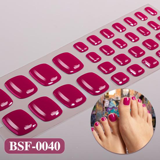 Gel Toenail Strips with File Easy Apply Remove No LED Lamp Needed Adhesive Nail Sticker Home Manicure DIY Toe Nail Polish Wrap