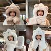 Polyester Winter Knit Hat With Earmuff And Scarf For Girls And Teens