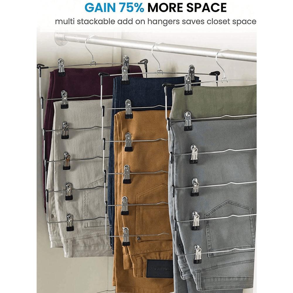 6-lags multifunksjonell kleshenger med klemmer for bukser og skjørt 1 stk