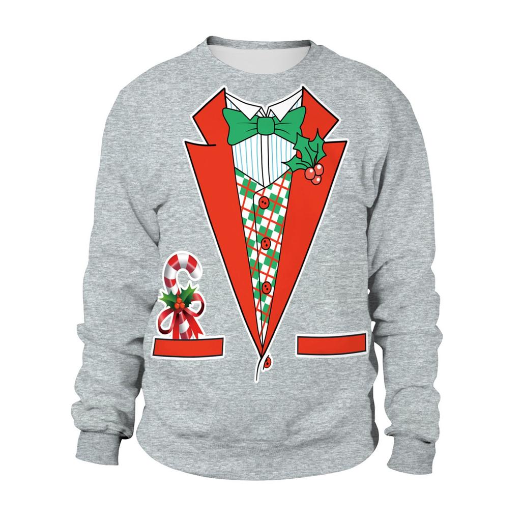 Women's Imitation Cotton Fashion Christmas Print Pattern Long-Sleeved T-shirt