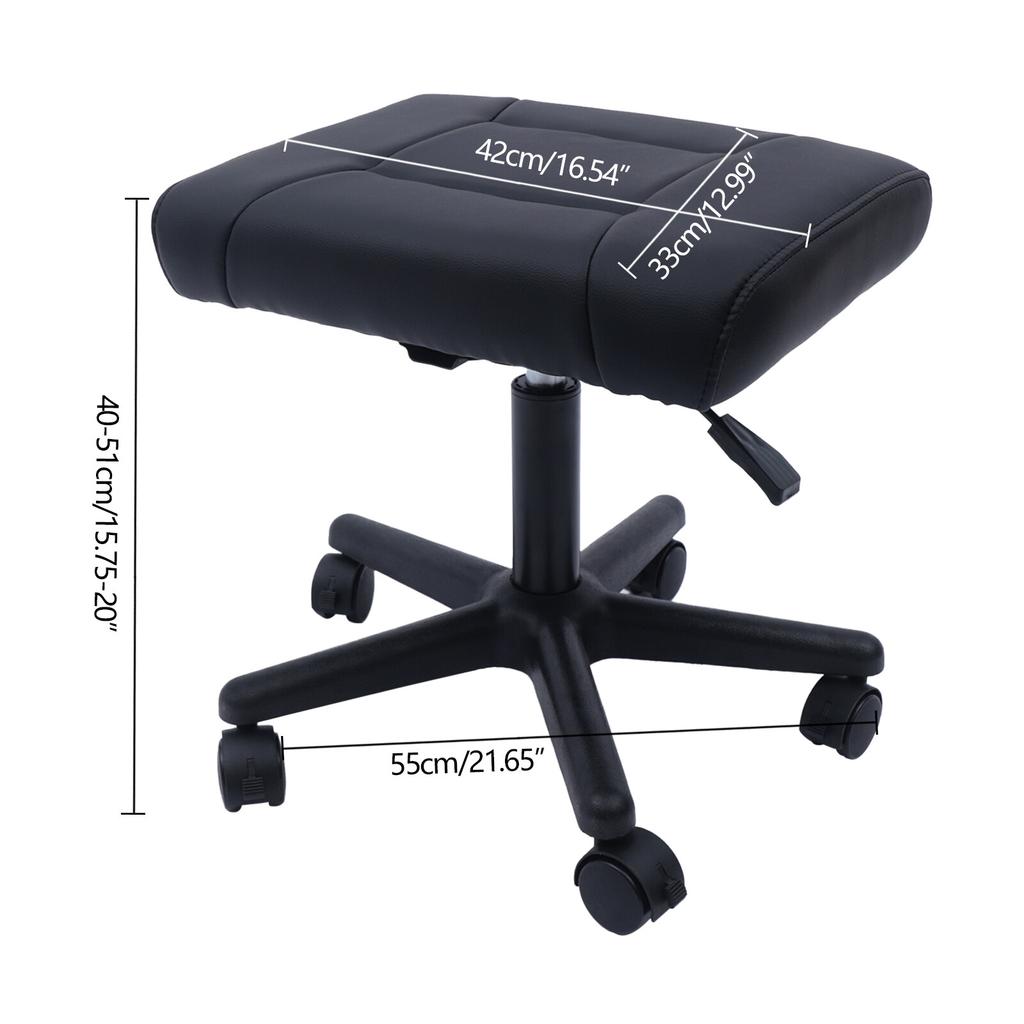 Adjustable Rolling Foot Rest for Office Under Desk Ergonomic Leg Support Stool PU Leather 360 Rotating Wheels