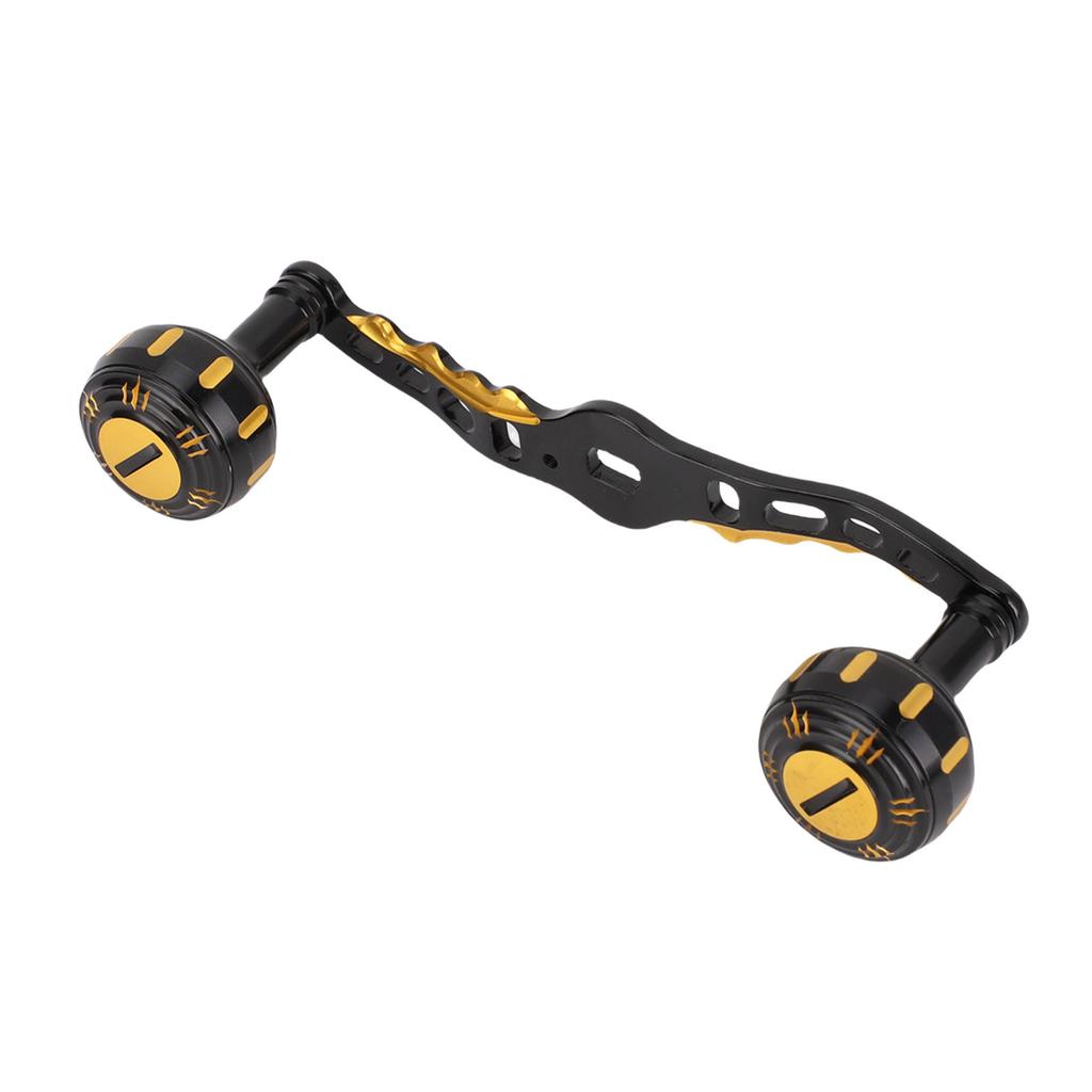 Fishing Reel Handle Aluminum Alloy Double Rocker Arm Grip and Ball Knob Baitcasting Reel Modification Accessory Black