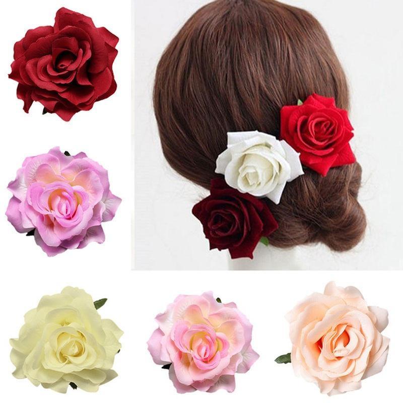 2Pcs Plant Rose  Hairpin Brides Hair Pins Clips Combs Bridesmaid Cloth Flower Jewelry Accessories
