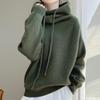 Maglioni con cappuccio a maniche lunghe con stampa tinta unita, casual, autunno inverno, da donna