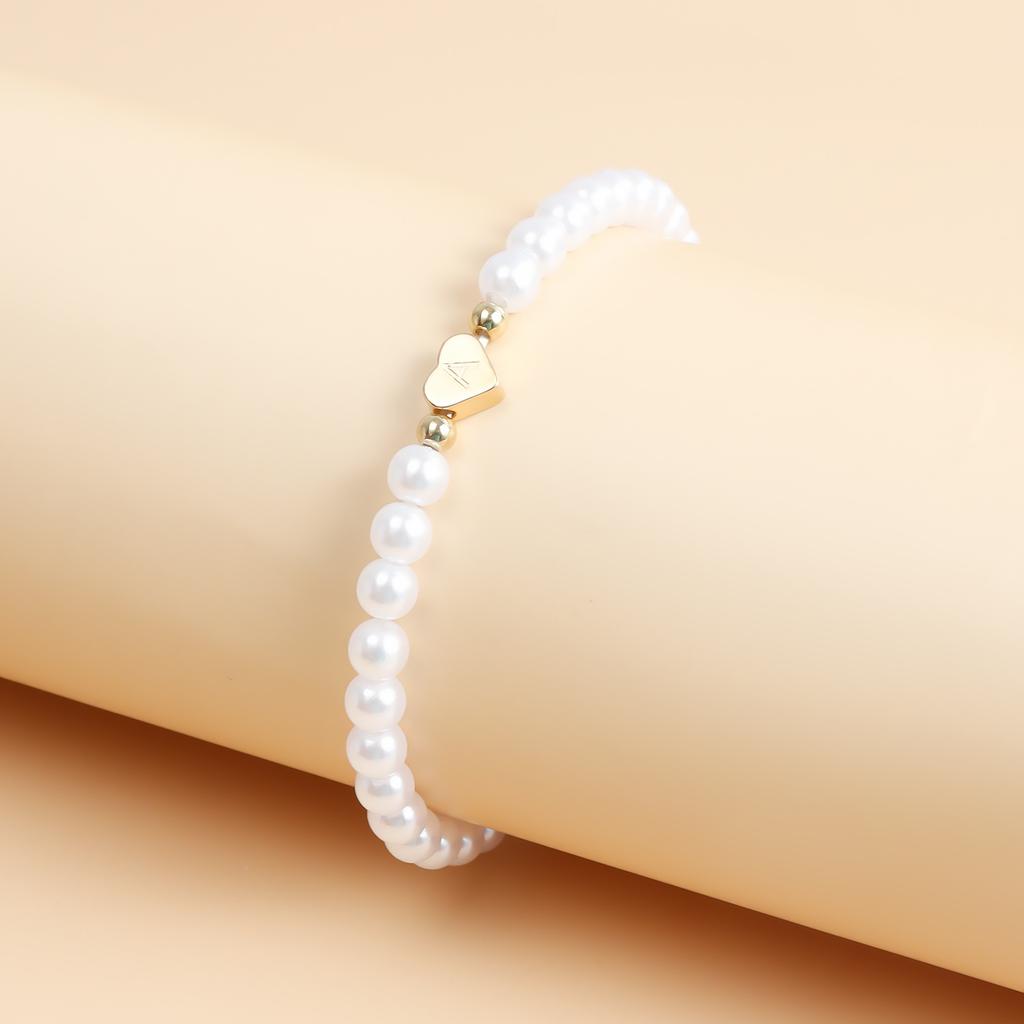 Fashion imitation pearl alloy letter love bracelet bracelet, hot-selling love gold letter peach heart jewelry