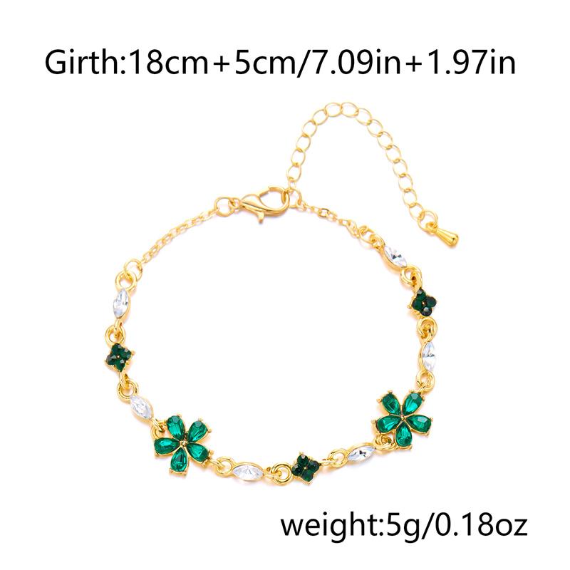 Romantic Colorful Crystal Flower Bracelet for Women Delicate Gold Color Cherry Blossom Chain Aesthetic Jewelry Valentine Gift