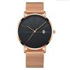 Men'S Large Surface Hands Simple Rice Line Date Mesh Strap Watch Creative Quartz Stainless Steel Watch