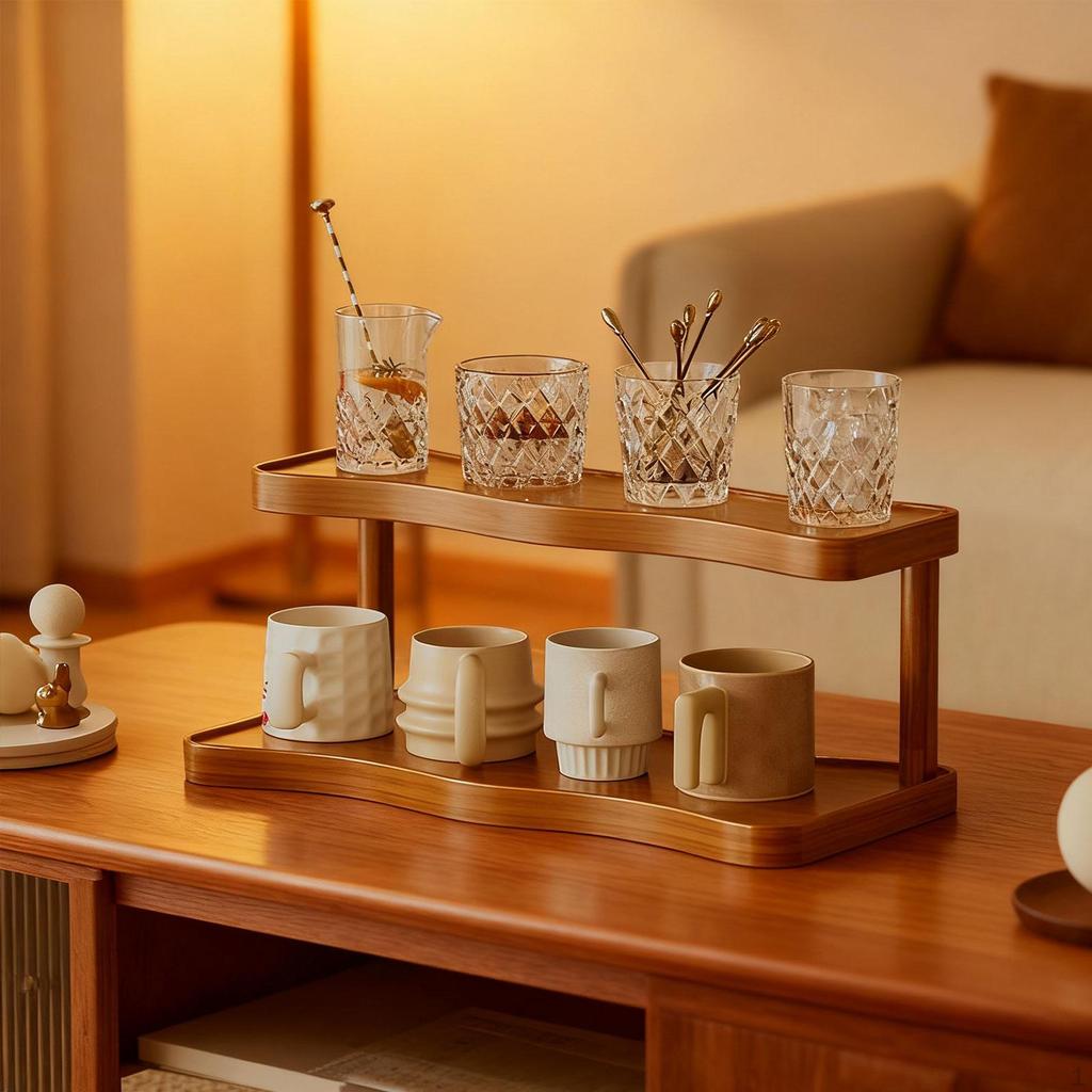 Display Riser Shelf Cup Holder 2 Layer Modern Decorative Gift Tiered Perfume for Collections