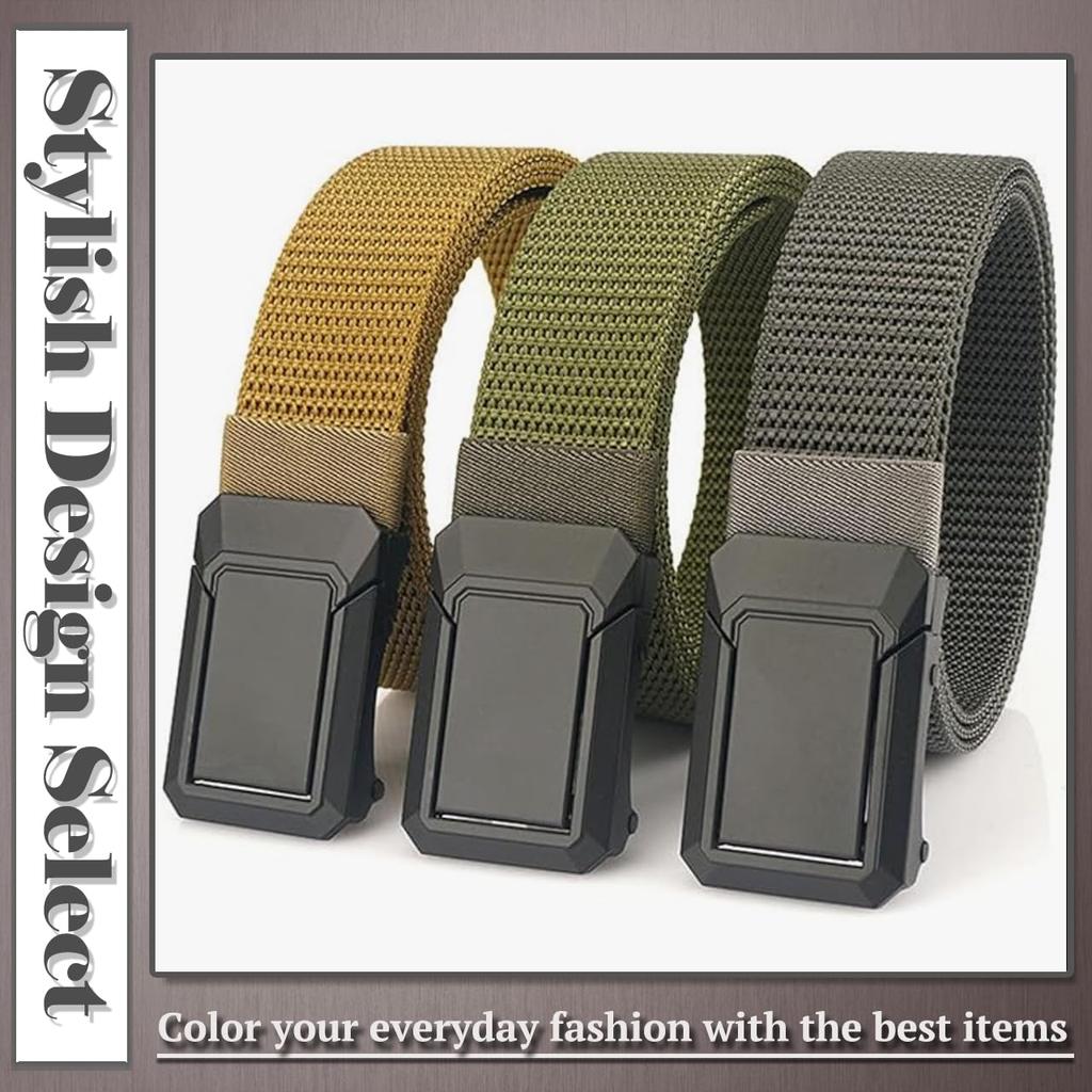 [One Limitation] Mesh Sport Nylon Belt with Buckle, Lightweight, Adjustable, Outdoor, Men's BP802 (Black)