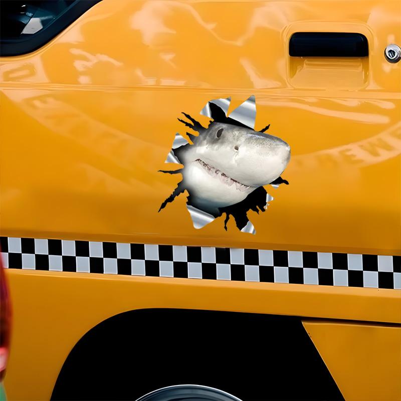 3D Shark Car Sticker, Fun Waterproof Sticker for Cars, Trucks, Motorcycles, Walls, Windows, PVC Material