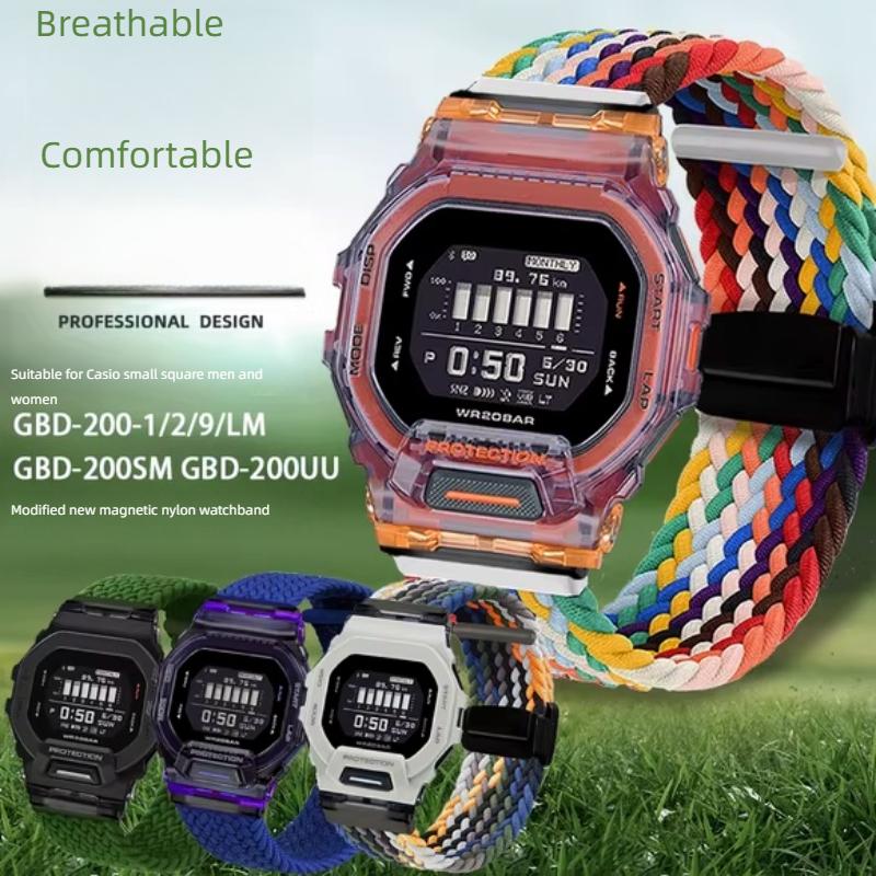 For Casio g-shock 3506 GBD-200SM GBD-200 nylon canvas Modified Watch Strap Gbd 200 Men Watchband Stainless steel ring bracelet