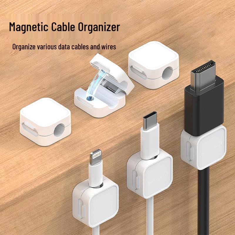 

Magnetic Cable Organizer & Winder - Desktop Cord Clips & Storage Ties белый