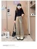 Girls' Black Plus Velvet Straight-Leg Sweatpants - New Autumn/Winter 2025 for Junior High Students