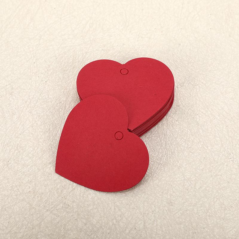 Heart-Shaped Cowhide Paper Blank Tag - Valentine's Day Red Label