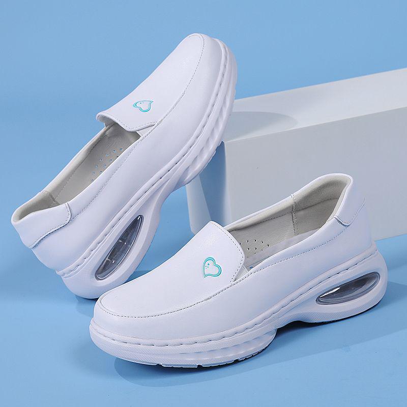 Damen Schwesternschuhe - Weich, Atmungsaktiv, Rutschfest, Bequem, Flacher Absatz, Luftpolster, Höhenerhöhend, Echtes Rindsleder für Medizinische Arbeit