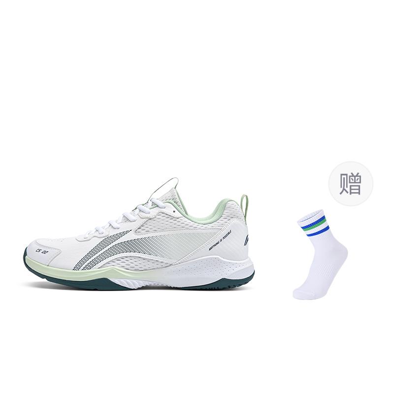 Li Ning Badminton Shoes Unisex Low top Standard White/Cloud Emerald Green AYTU011-3