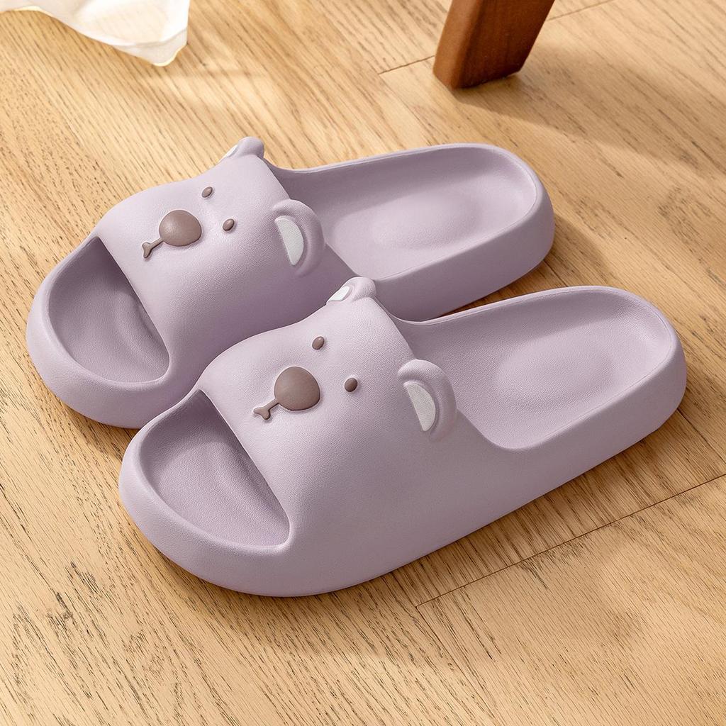 Cute Bear Women Home slippers Thick Bottom Soft Beach Slides Fashion Comfortable Non-slip Slippers Cartoon Lightweight Men Bathroom Slippers