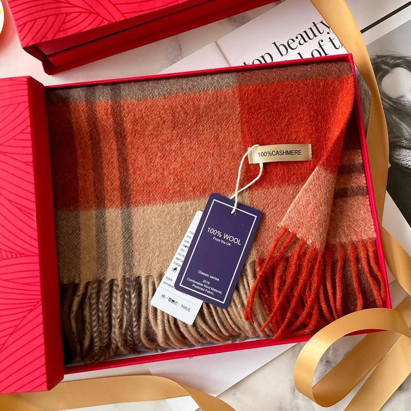 Pure cashmere scarf winter women's versatile corrugated plaid thickened scarf