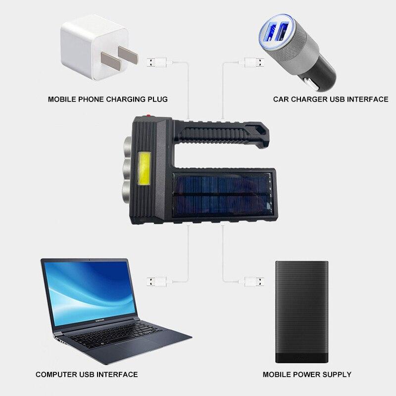 Bulbs Solar 8LED Charging Handheld Flashlight USB Charge Portable Lamp 4 Bright Lighting Modes Outdoor Camping Searchlight