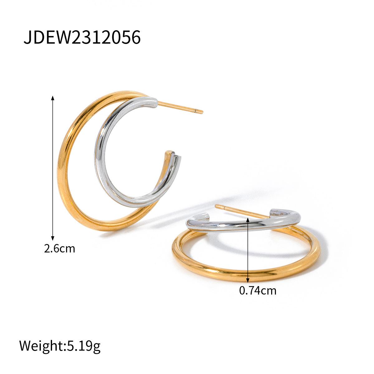 Jiedin European and American stainless steel letter necklace love earrings plain ring bow contrasting color bracelet titanium steel jewelry