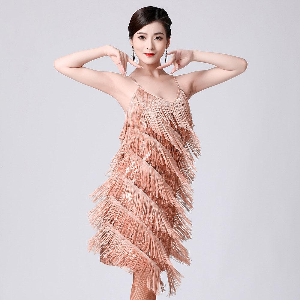 Vestido de dança latina com lantejoulas sexy feminino, roupa de dança de salão, salsa, tango, cha-cha, rumba, samba, traje de apresentação de dança