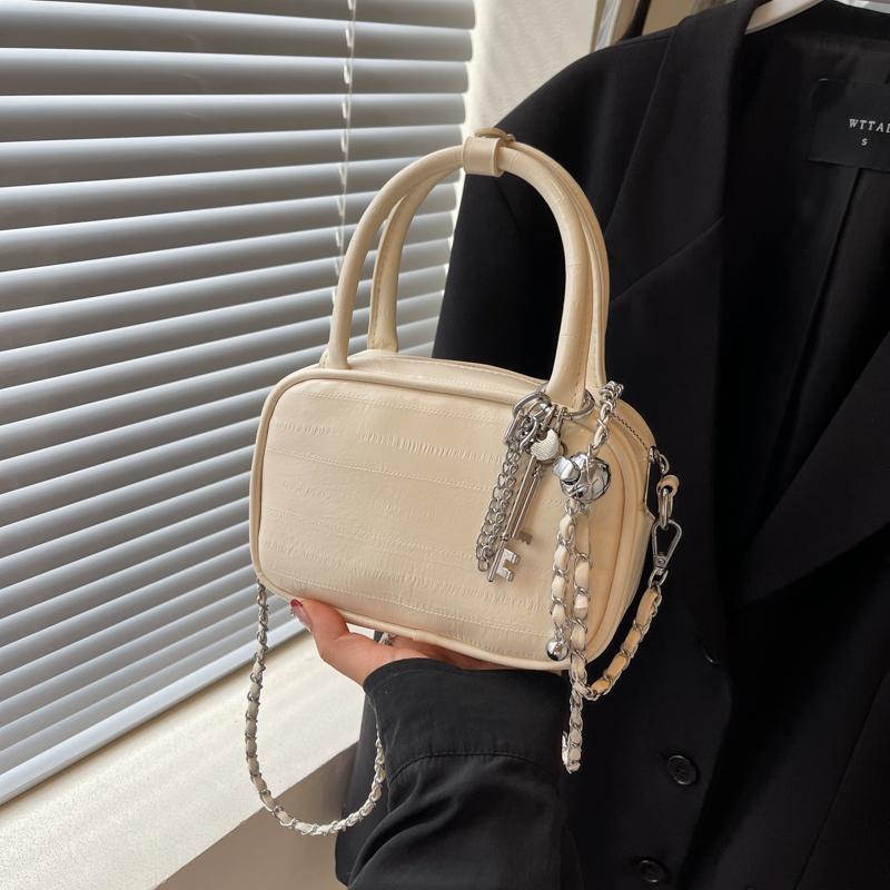 New textured silver small square bag niche versatile large capacity simple shoulder messenger bag bag women