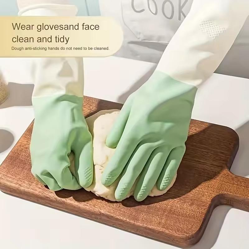 4pcs Waterproof Housework Cleaning Gloves Kitchen Cleaning Latex Laundry Dishwashing Gloves Wear Resistant Rubber Gloves